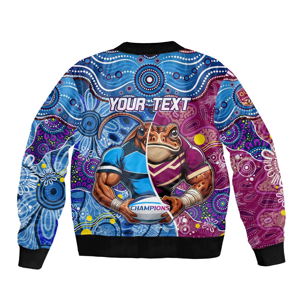 Custom Blues Cockroaches And Maroons Cane Toads Bomber Jacket State of Origin Aboriginal