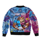 Custom Blues Cockroaches And Maroons Cane Toads Bomber Jacket State of Origin Aboriginal