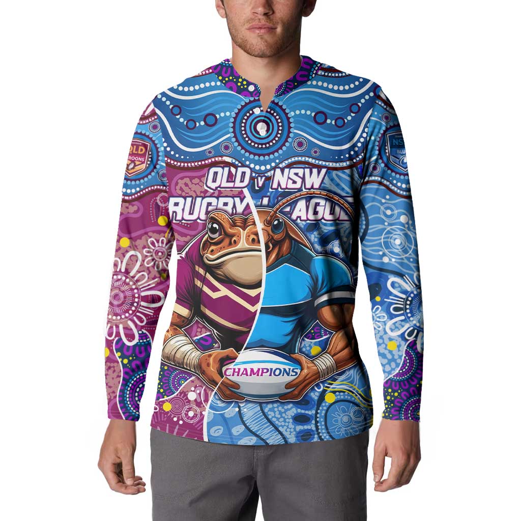 Custom Blues Cockroaches And Maroons Cane Toads Button Sweatshirt State of Origin Aboriginal