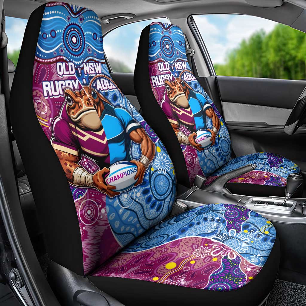 Blues Cockroaches And Maroons Cane Toads Car Seat Cover State of Origin Aboriginal
