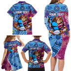 Custom Blues Cockroaches And Maroons Cane Toads Family Matching Long Sleeve Bodycon Dress and Hawaiian Shirt State of Origin Aboriginal