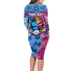Custom Blues Cockroaches And Maroons Cane Toads Family Matching Long Sleeve Bodycon Dress and Hawaiian Shirt State of Origin Aboriginal