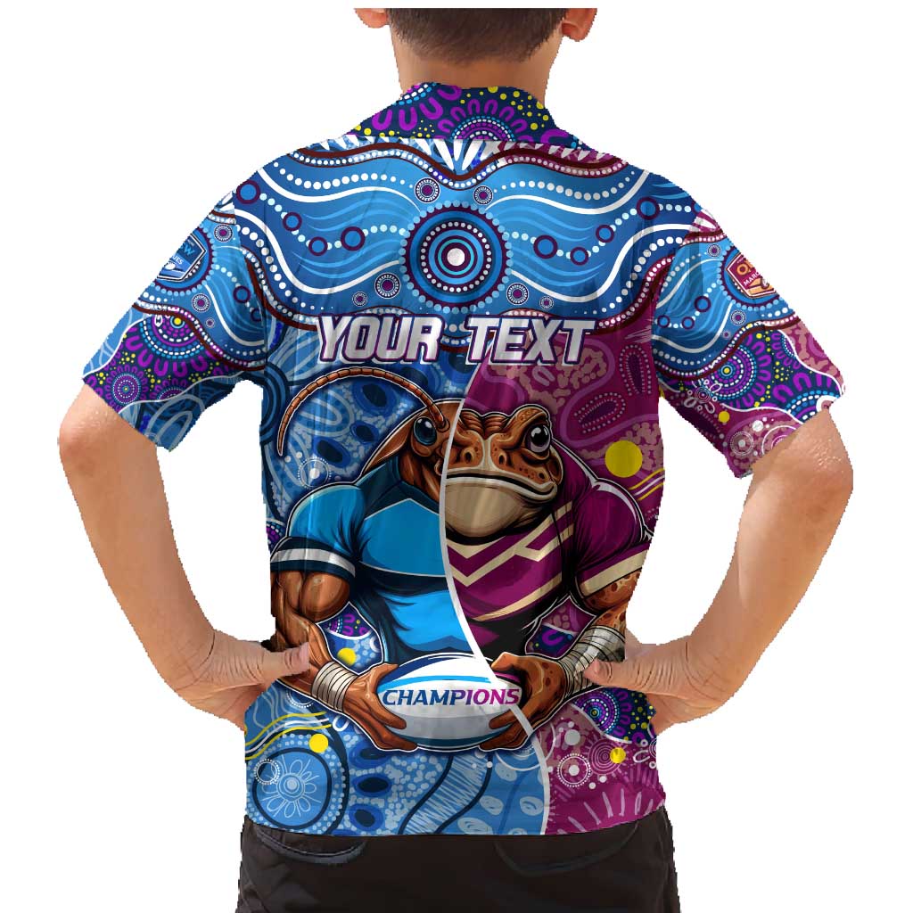 Custom Blues Cockroaches And Maroons Cane Toads Family Matching Mermaid Dress and Hawaiian Shirt State of Origin Aboriginal