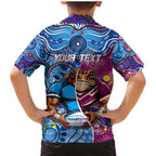 Custom Blues Cockroaches And Maroons Cane Toads Family Matching Mermaid Dress and Hawaiian Shirt State of Origin Aboriginal