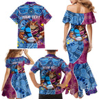 Custom Blues Cockroaches And Maroons Cane Toads Family Matching Mermaid Dress and Hawaiian Shirt State of Origin Aboriginal