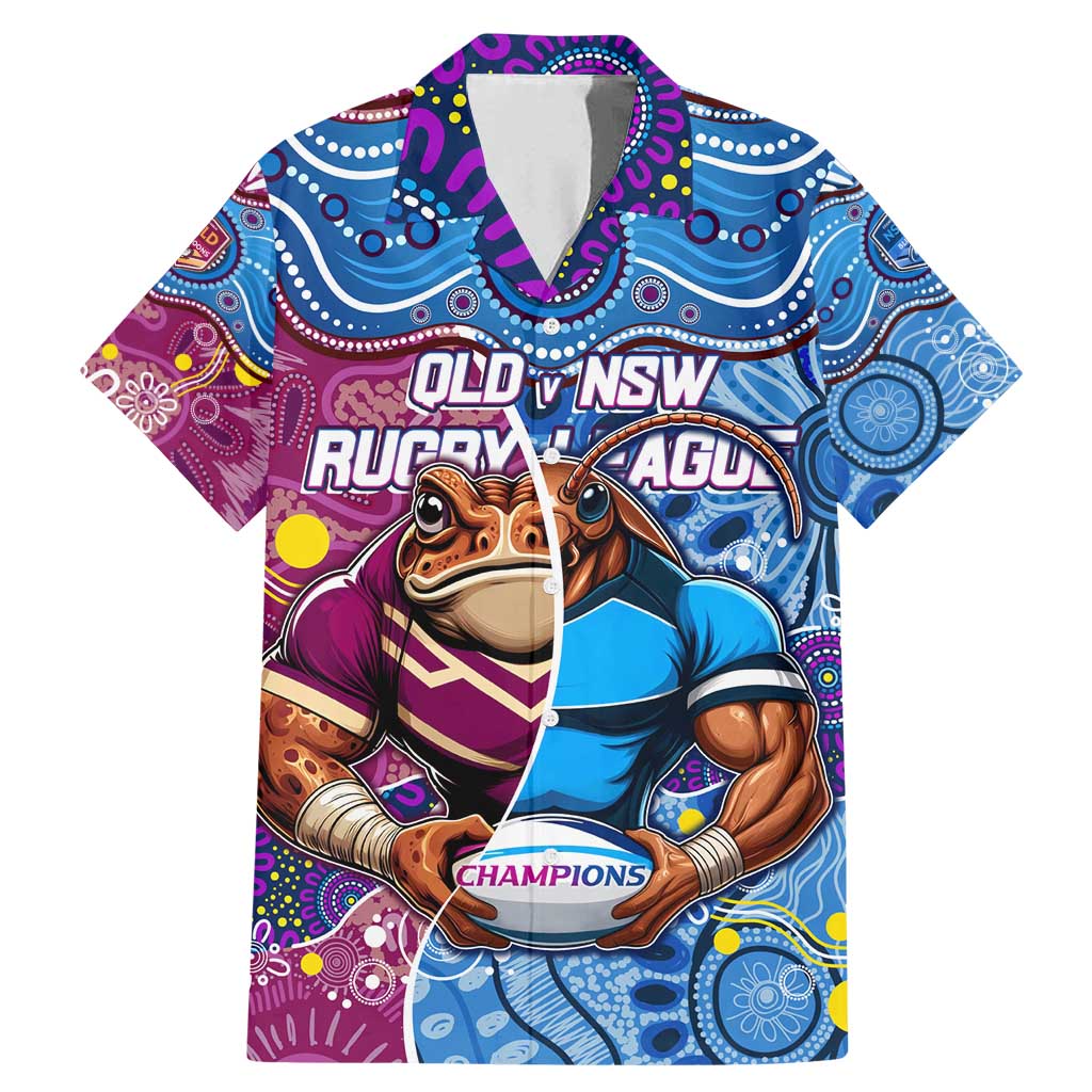 Custom Blues Cockroaches And Maroons Cane Toads Family Matching Mermaid Dress and Hawaiian Shirt State of Origin Aboriginal