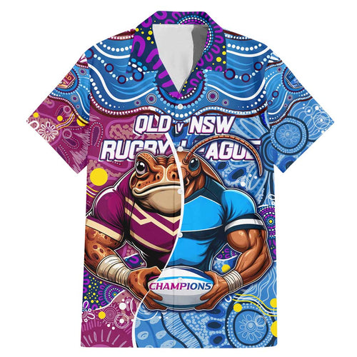 Custom Blues Cockroaches And Maroons Cane Toads Family Matching Mermaid Dress and Hawaiian Shirt State of Origin Aboriginal