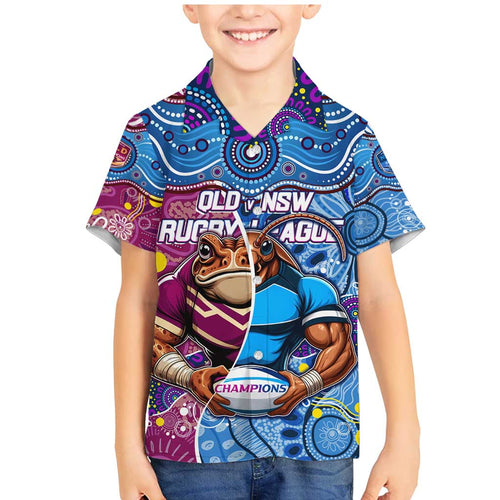 Custom Blues Cockroaches And Maroons Cane Toads Family Matching Mermaid Dress and Hawaiian Shirt State of Origin Aboriginal