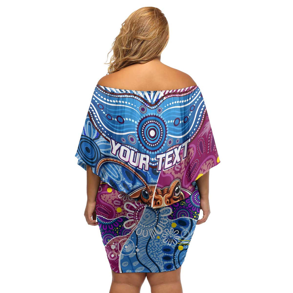 Custom Blues Cockroaches And Maroons Cane Toads Family Matching Off Shoulder Short Dress and Hawaiian Shirt State of Origin Aboriginal