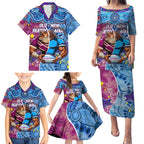 Custom Blues Cockroaches And Maroons Cane Toads Family Matching Puletasi and Hawaiian Shirt State of Origin Aboriginal