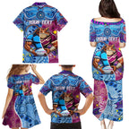 Custom Blues Cockroaches And Maroons Cane Toads Family Matching Puletasi and Hawaiian Shirt State of Origin Aboriginal