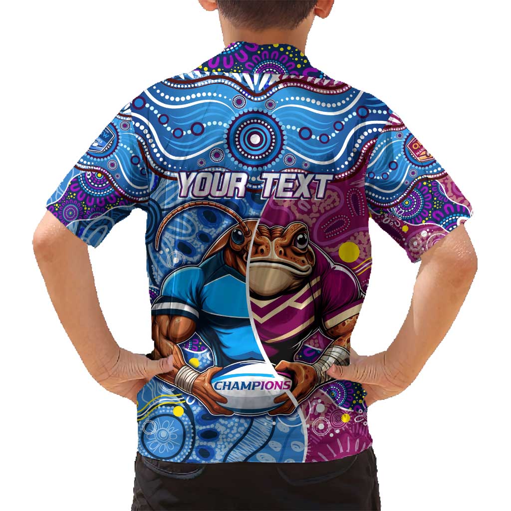 Custom Blues Cockroaches And Maroons Cane Toads Family Matching Summer Maxi Dress and Hawaiian Shirt State of Origin Aboriginal