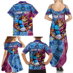 Custom Blues Cockroaches And Maroons Cane Toads Family Matching Summer Maxi Dress and Hawaiian Shirt State of Origin Aboriginal