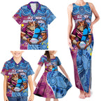 Custom Blues Cockroaches And Maroons Cane Toads Family Matching Tank Maxi Dress and Hawaiian Shirt State of Origin Aboriginal