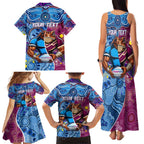 Custom Blues Cockroaches And Maroons Cane Toads Family Matching Tank Maxi Dress and Hawaiian Shirt State of Origin Aboriginal