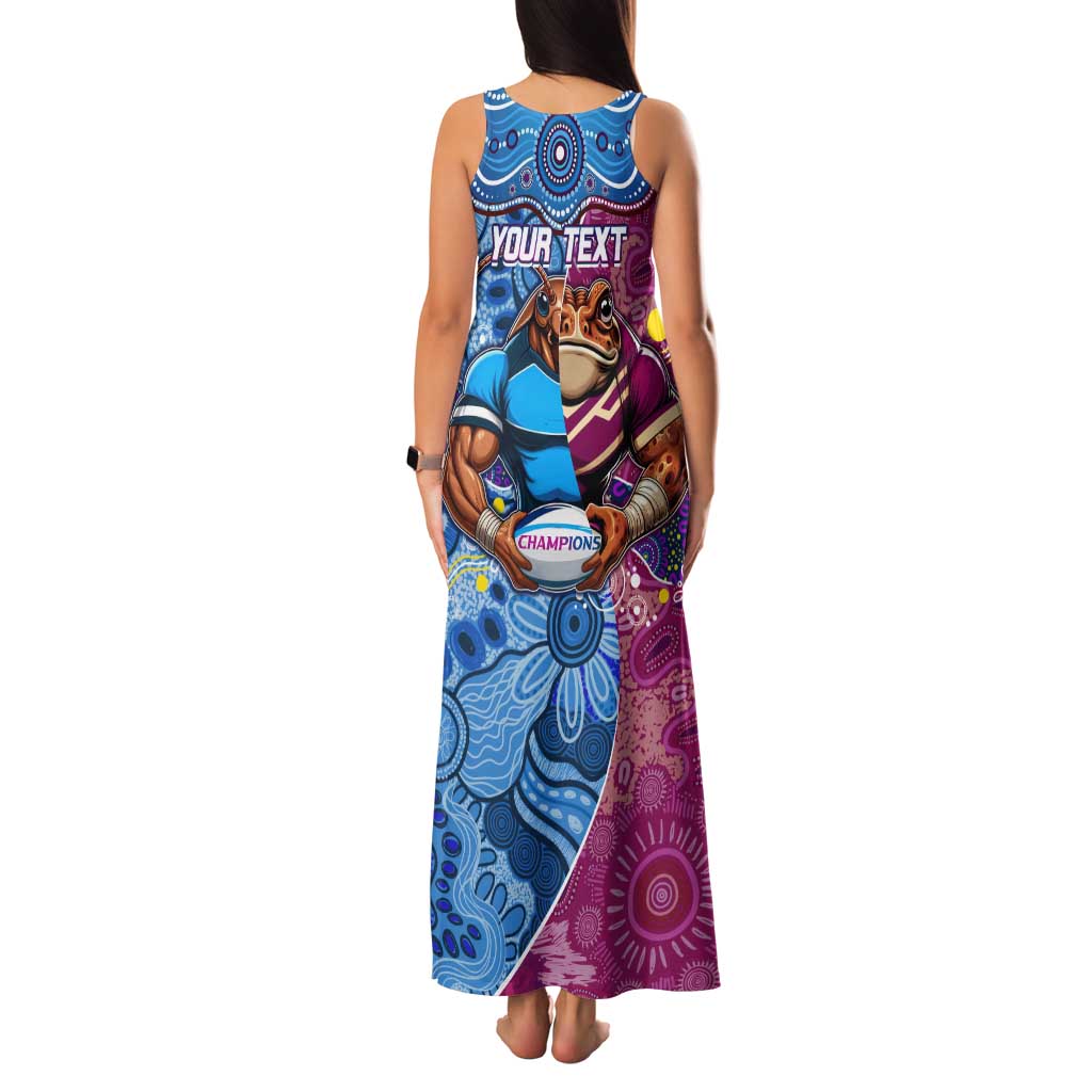 Custom Blues Cockroaches And Maroons Cane Toads Family Matching Tank Maxi Dress and Hawaiian Shirt State of Origin Aboriginal