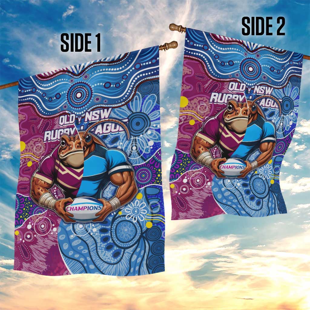 Blues Cockroaches And Maroons Cane Toads Garden Flag State of Origin Aboriginal