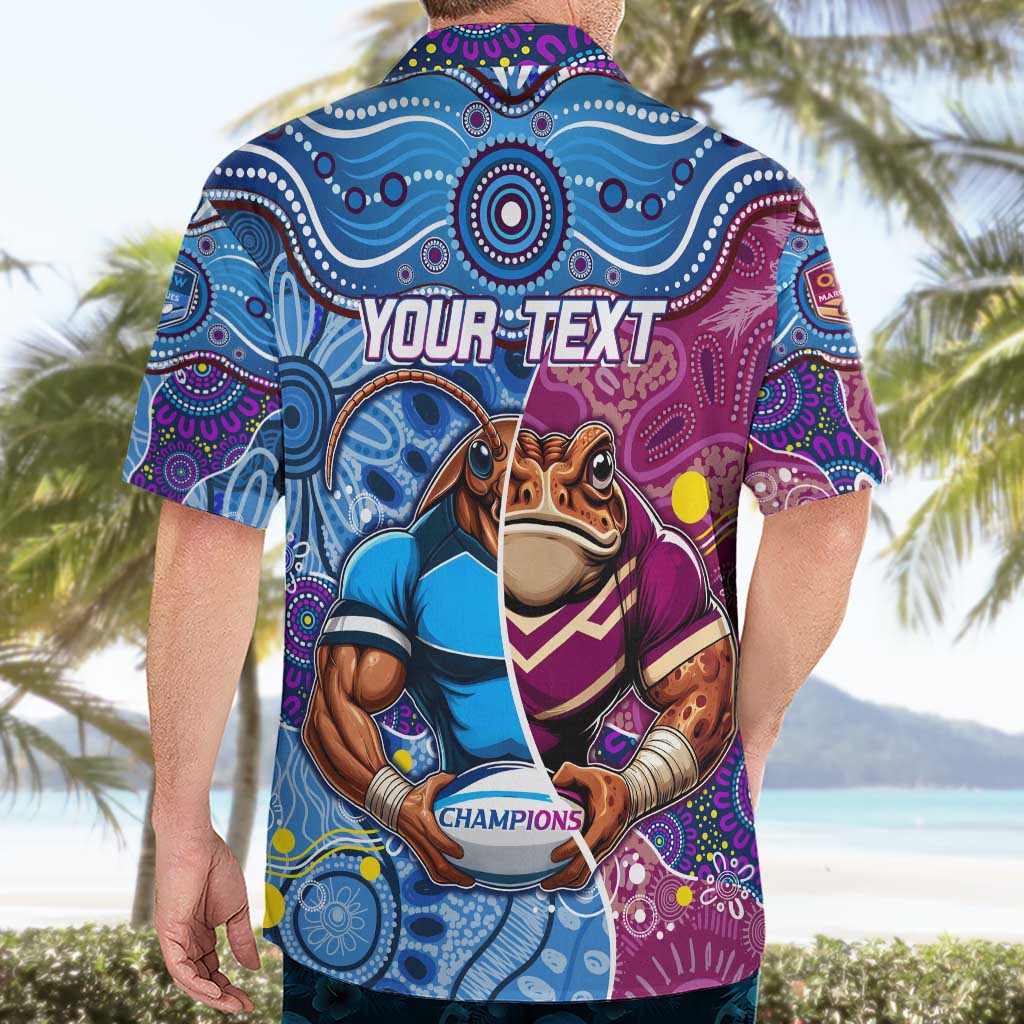 Custom Blues Cockroaches And Maroons Cane Toads Hawaiian Shirt State of Origin Aboriginal