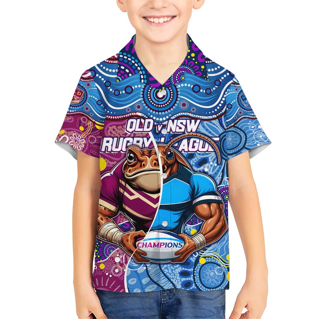 Custom Blues Cockroaches And Maroons Cane Toads Hawaiian Shirt State of Origin Aboriginal