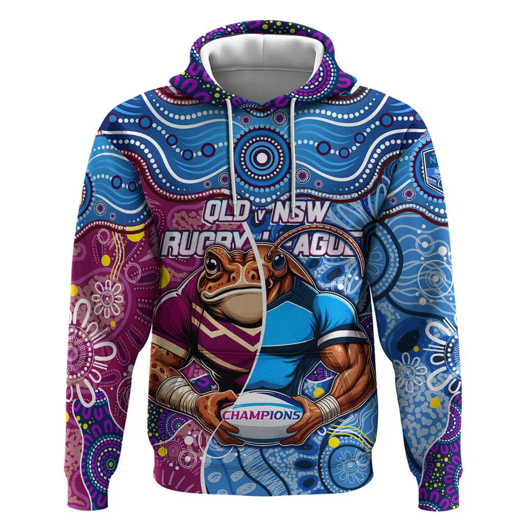 Custom Blues Cockroaches And Maroons Cane Toads Hoodie State of Origin Aboriginal