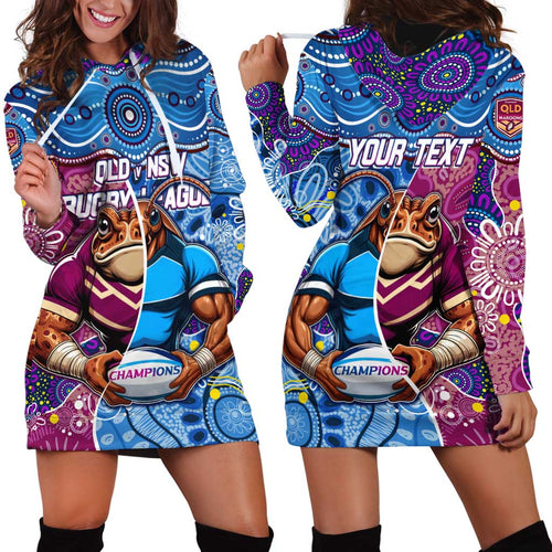Custom Blues Cockroaches And Maroons Cane Toads Hoodie Dress State of Origin Aboriginal