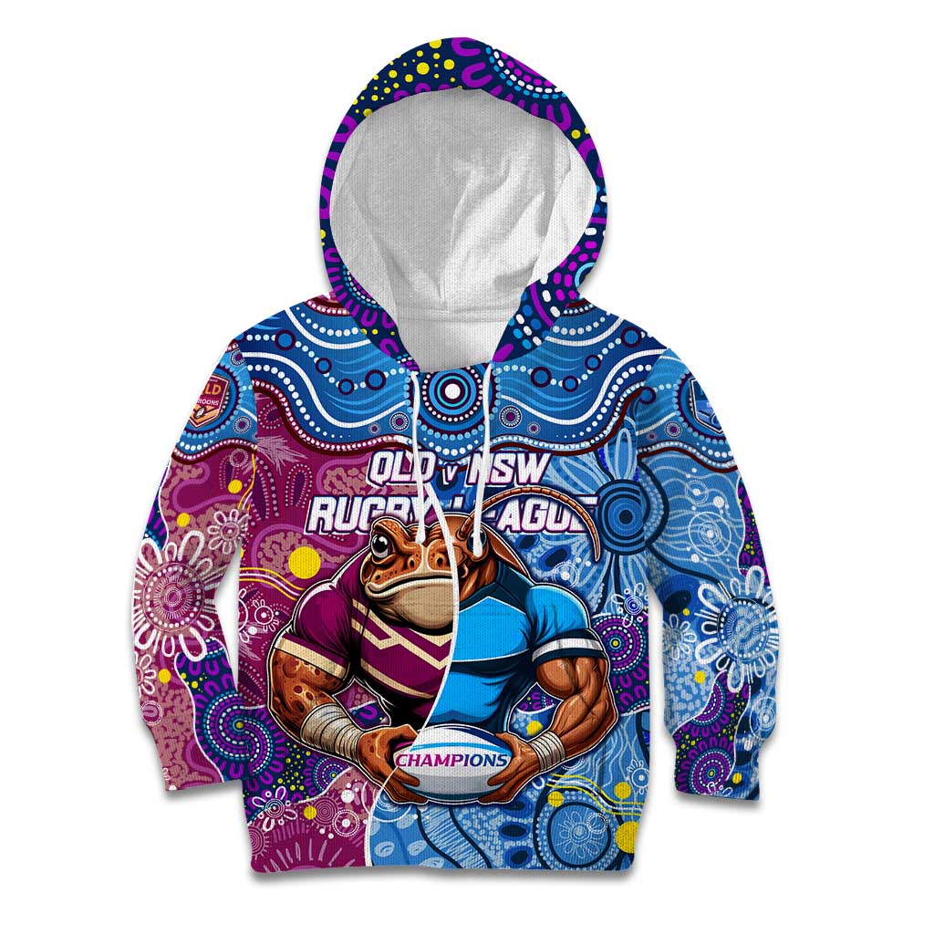 Custom Blues Cockroaches And Maroons Cane Toads Kid Hoodie State of Origin Aboriginal