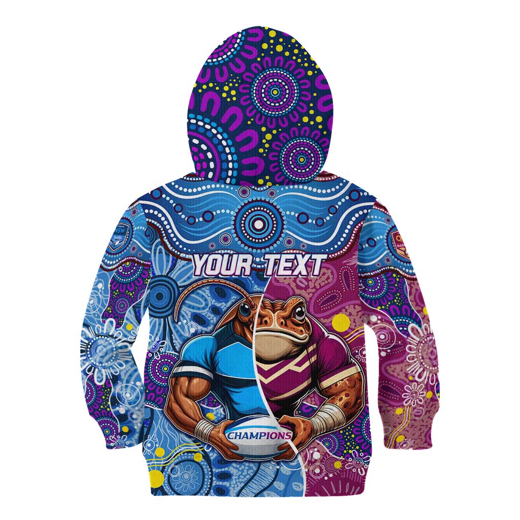 Custom Blues Cockroaches And Maroons Cane Toads Kid Hoodie State of Origin Aboriginal