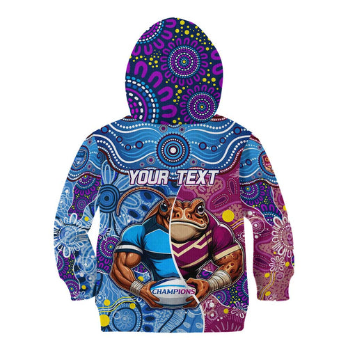Custom Blues Cockroaches And Maroons Cane Toads Kid Hoodie State of Origin Aboriginal