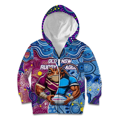 Custom Blues Cockroaches And Maroons Cane Toads Kid Hoodie State of Origin Aboriginal