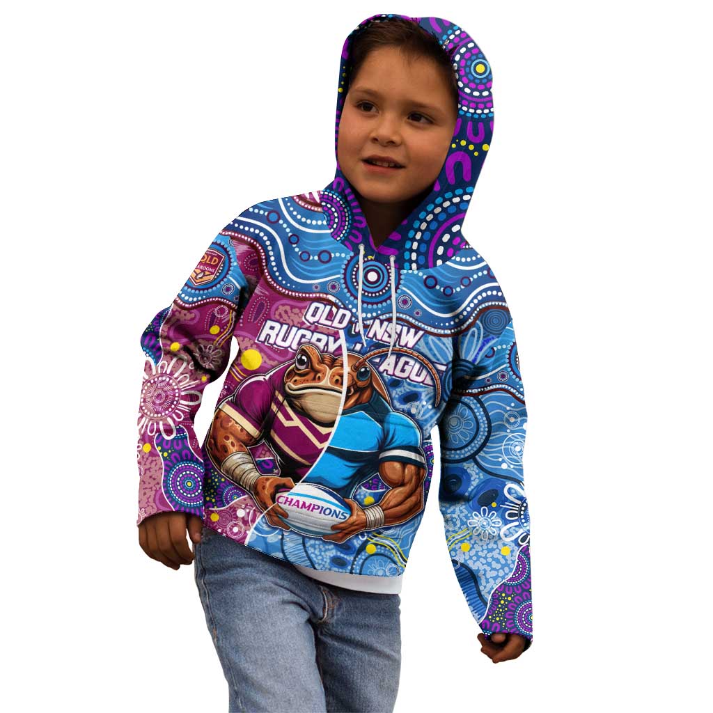 Custom Blues Cockroaches And Maroons Cane Toads Kid Hoodie State of Origin Aboriginal