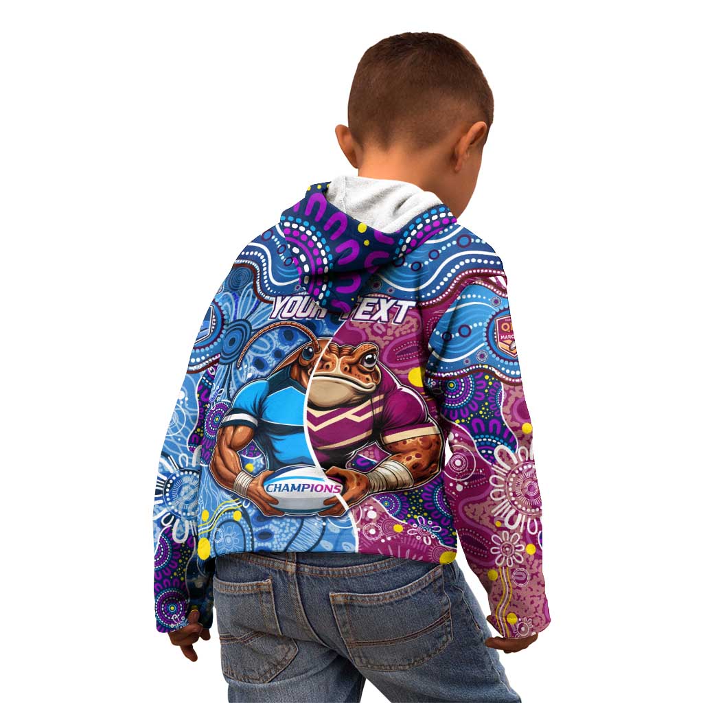 Custom Blues Cockroaches And Maroons Cane Toads Kid Hoodie State of Origin Aboriginal