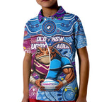 Custom Blues Cockroaches And Maroons Cane Toads Kid Polo Shirt State of Origin Aboriginal
