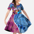 Custom Blues Cockroaches And Maroons Cane Toads Kid Short Sleeve Dress State of Origin Aboriginal