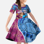 Custom Blues Cockroaches And Maroons Cane Toads Kid Short Sleeve Dress State of Origin Aboriginal