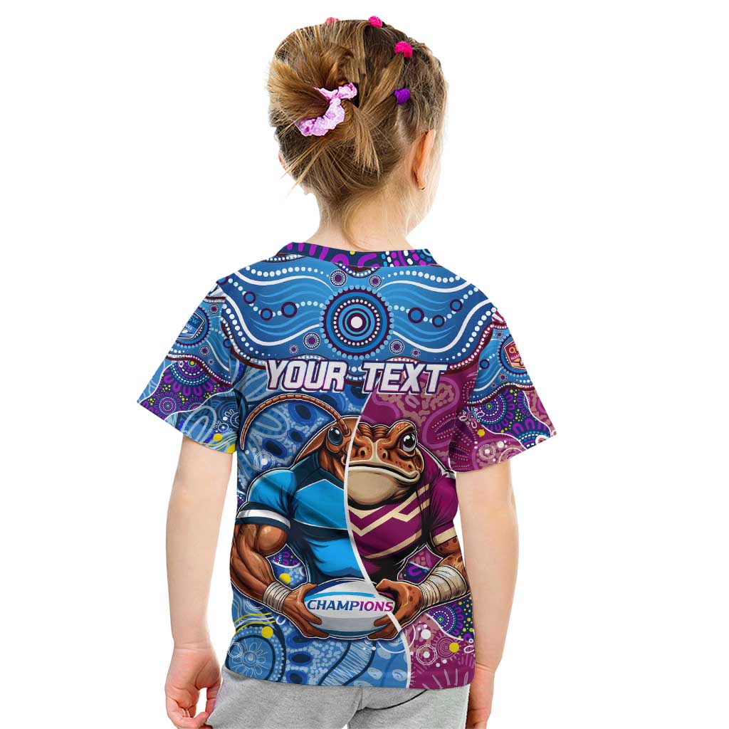 Custom Blues Cockroaches And Maroons Cane Toads Kid T Shirt State of Origin Aboriginal