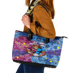 Blues Cockroaches And Maroons Cane Toads Leather Tote Bag State of Origin Aboriginal