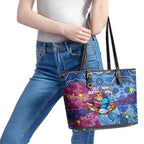 Blues Cockroaches And Maroons Cane Toads Leather Tote Bag State of Origin Aboriginal