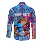 Custom Blues Cockroaches And Maroons Cane Toads Long Sleeve Button Shirt State of Origin Aboriginal