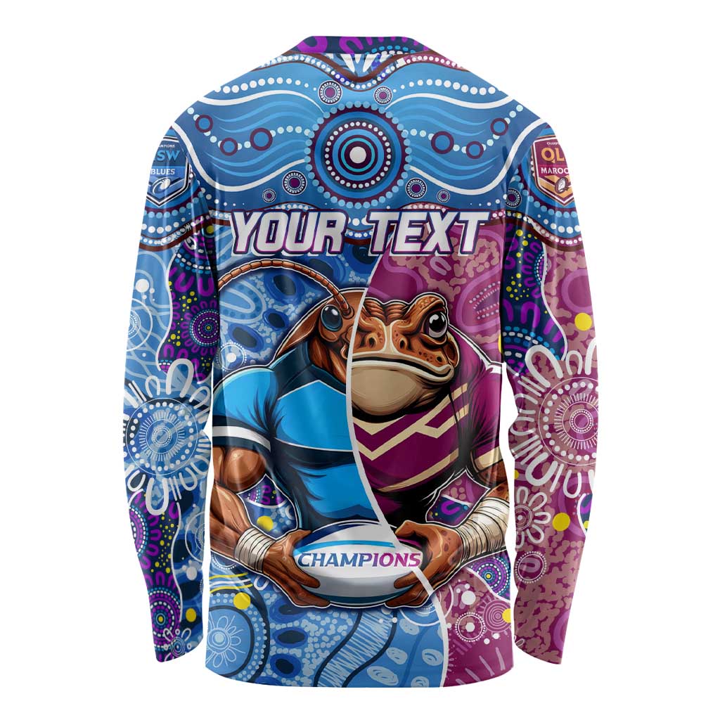 Custom Blues Cockroaches And Maroons Cane Toads Long Sleeve Shirt State of Origin Aboriginal