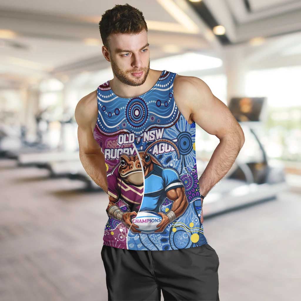 Custom Blues Cockroaches And Maroons Cane Toads Men Tank Top State of Origin Aboriginal