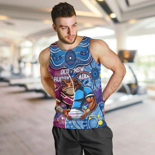 Custom Blues Cockroaches And Maroons Cane Toads Men Tank Top State of Origin Aboriginal