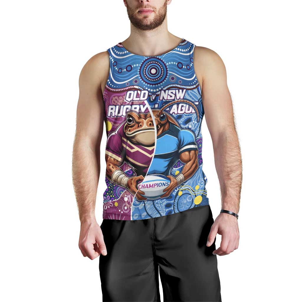 Custom Blues Cockroaches And Maroons Cane Toads Men Tank Top State of Origin Aboriginal