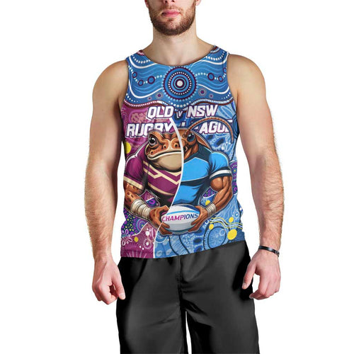 Custom Blues Cockroaches And Maroons Cane Toads Men Tank Top State of Origin Aboriginal
