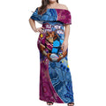 Custom Blues Cockroaches And Maroons Cane Toads Off Shoulder Maxi Dress State of Origin Aboriginal