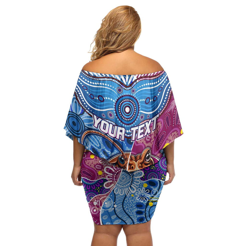 Custom Blues Cockroaches And Maroons Cane Toads Off Shoulder Short Dress State of Origin Aboriginal
