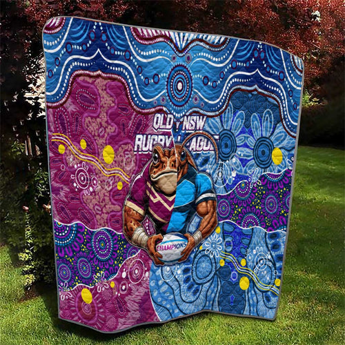 Blues Cockroaches And Maroons Cane Toads Quilt State of Origin Aboriginal