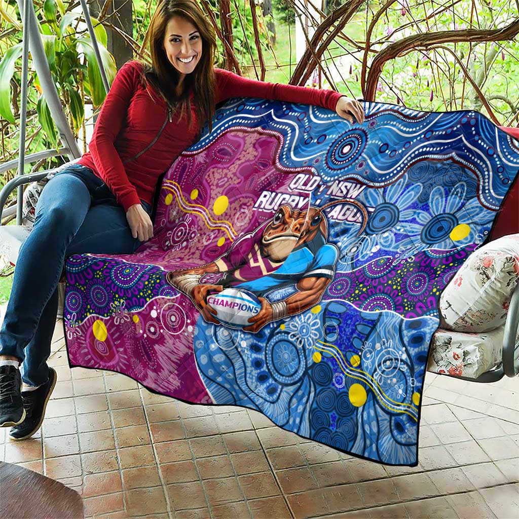 Blues Cockroaches And Maroons Cane Toads Quilt State of Origin Aboriginal