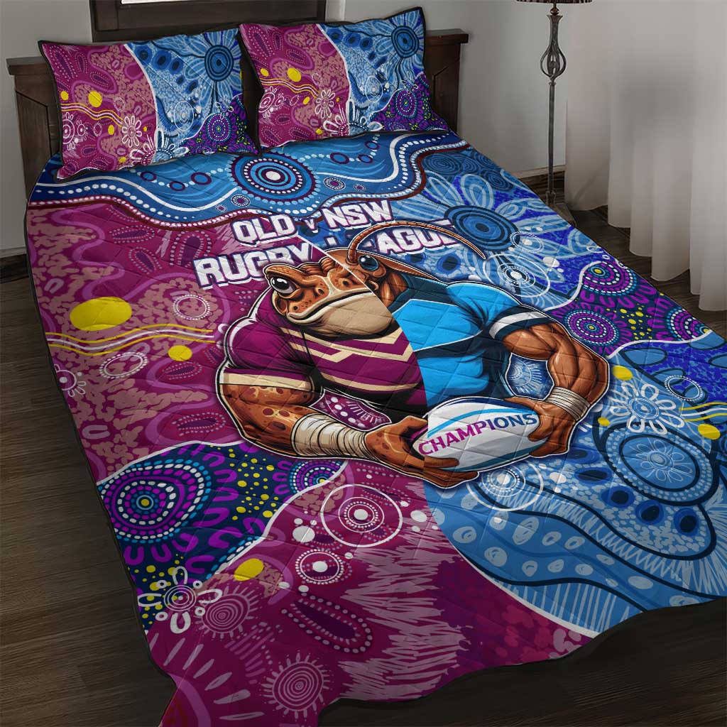 Blues Cockroaches And Maroons Cane Toads Quilt Bed Set State of Origin Aboriginal