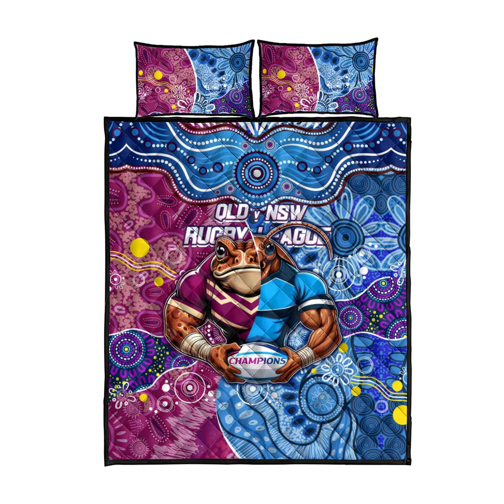 Blues Cockroaches And Maroons Cane Toads Quilt Bed Set State of Origin Aboriginal