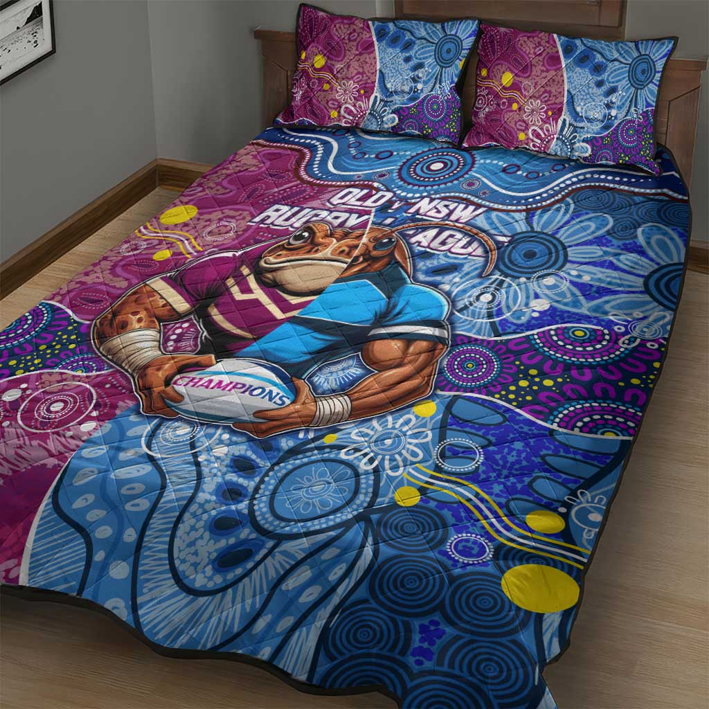 Blues Cockroaches And Maroons Cane Toads Quilt Bed Set State of Origin Aboriginal